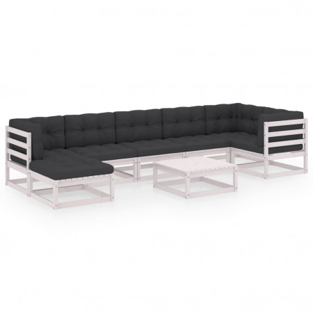 Set mobilier de grădină cu perne, 8 piese, lemn masiv de pin