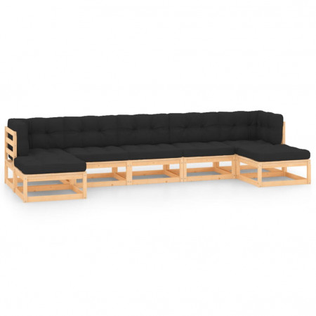 Set mobilier de grădină perne antracit 7 piese lemn masiv pin