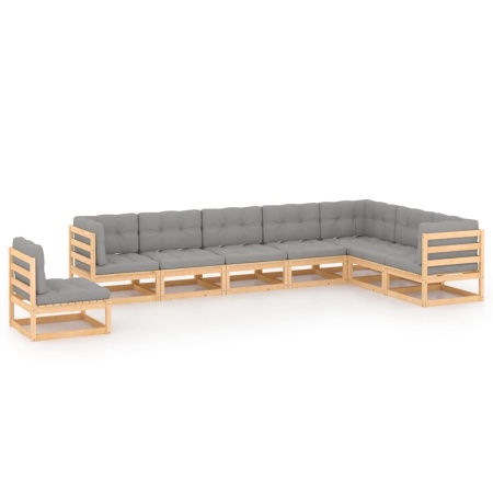 Set mobilier grădină cu perne, 8 piese, lemn masiv de pin - Img 1