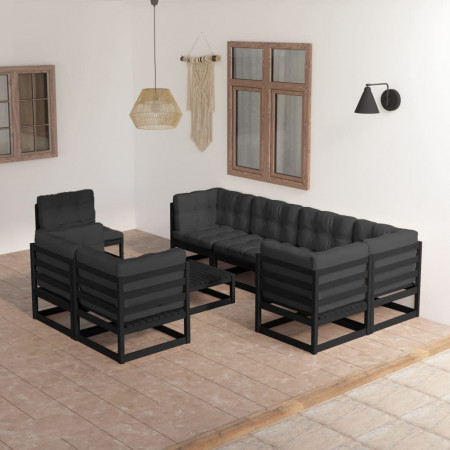 Set mobilier grădină cu perne, 9 piese, lemn masiv de pin