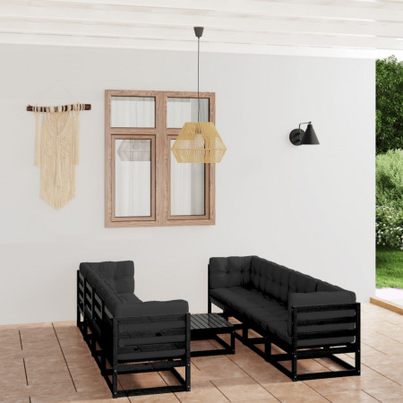 Set mobilier grădină cu perne, 9 piese, lemn masiv pin