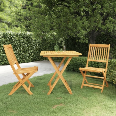 Set mobilier grădină pliabil, 3 piese, lemn masiv acacia