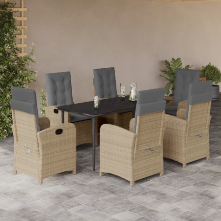 Set mobilier pentru grădină, 7 piese, cu perne, bej, poliratan