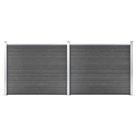 Set panouri gard, 353x146 cm, negru, WPC