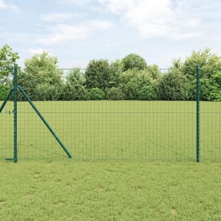 Stâlpi de gard, 52 buc., verde, Ø32 mm, 150 cm, oțel zincat