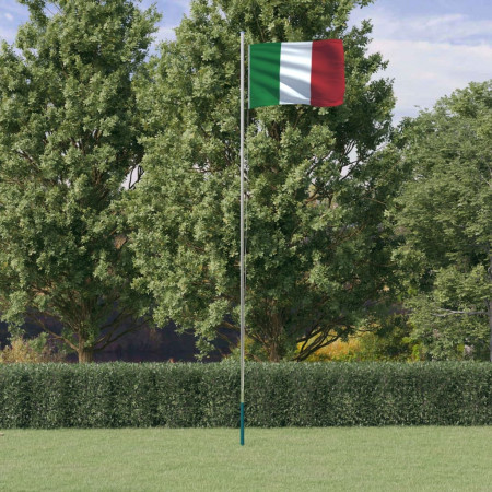 Steag Italia și stâlp din aluminiu, 6,23 m - Img 1