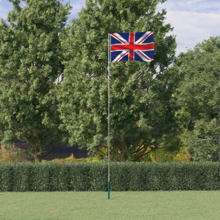 Steag Marea Britanie și stâlp din aluminiu, 5,55 m
