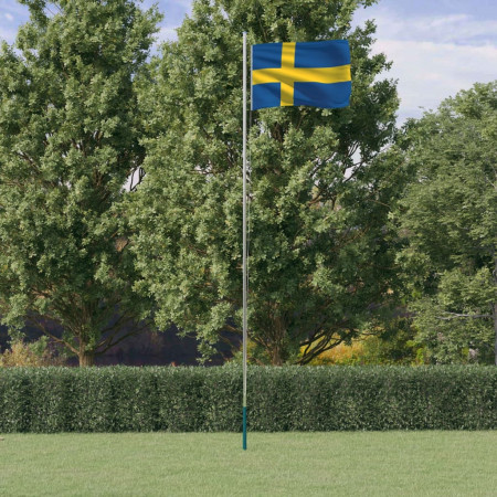Steag Suedia și stâlp din aluminiu, 6,23 m - Img 1