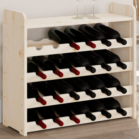 Suport de vinuri cu raft superior, 67,5x25x60cm, lemn masiv pin - Img 1