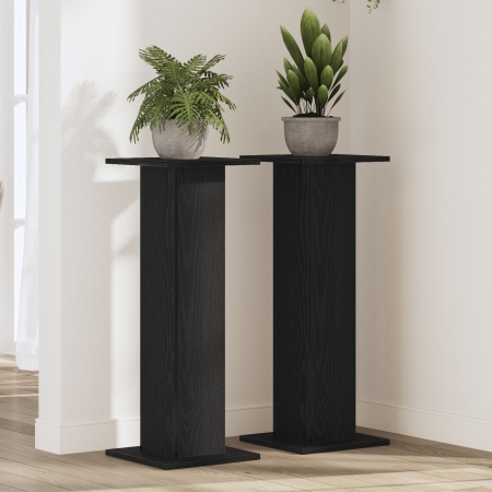 Suport pentru plante 2 buc Negru Stejar 30x30x80 cm Lemn prelucrat