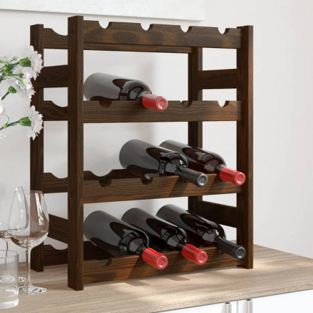 Suport sticle de vin, 16 sticle, maro, lemn masiv de pin