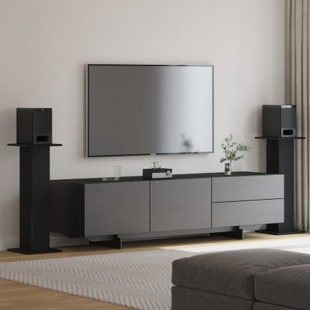 Suporturi pentru difuzoare 2 buc Negre Fag 30x30x80 cm Lemn prelucrat