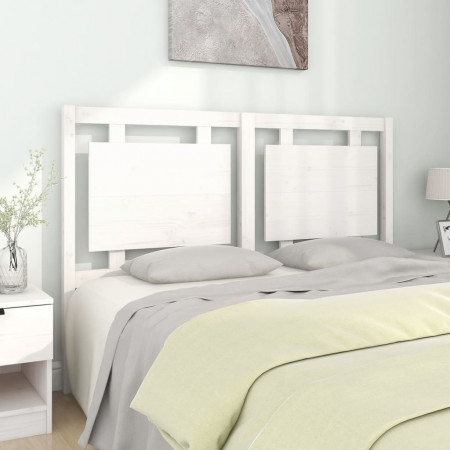 Tăblie de pat, alb, 145,5x4x100 cm, lemn masiv de pin