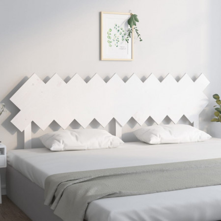 Tăblie de pat, alb, 196x3x80,5 cm, lemn masiv de pin - Img 1