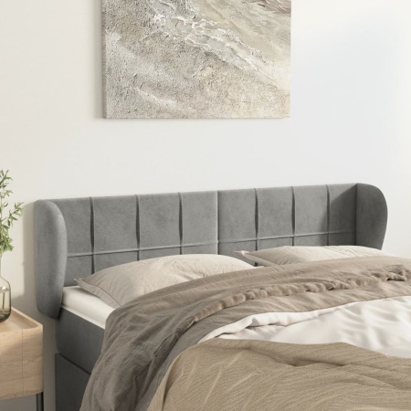Tăblie de pat cu aripioare gri deschis 147x23x78/88 cm catifea