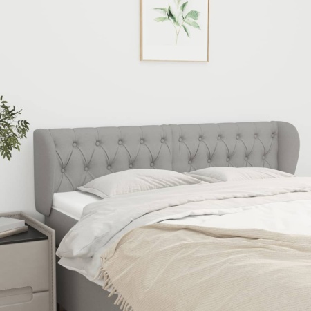 Tăblie de pat cu aripioare gri deschis 163x23x78/88 cm textil