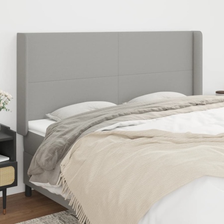 Tăblie de pat cu aripioare gri deschis 183x16x118/128 cm textil