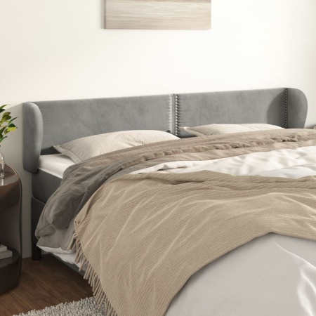Tăblie de pat cu aripioare gri deschis 183x23x78/88 cm catifea
