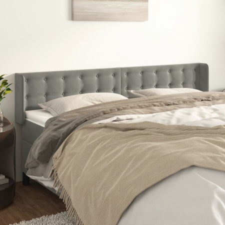 Tăblie de pat cu aripioare gri deschis 203x16x78/88 cm catifea