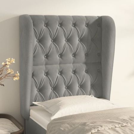 Tăblie de pat cu aripioare gri deschis 83x23x118/128 cm catifea