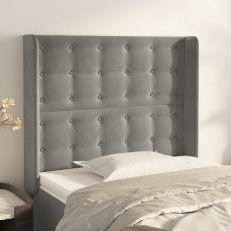 Tăblie de pat cu aripioare gri deschis 93x16x118/128 cm catifea