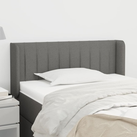 Tăblie de pat cu aripioare gri închis 103x16x78/88 cm textil