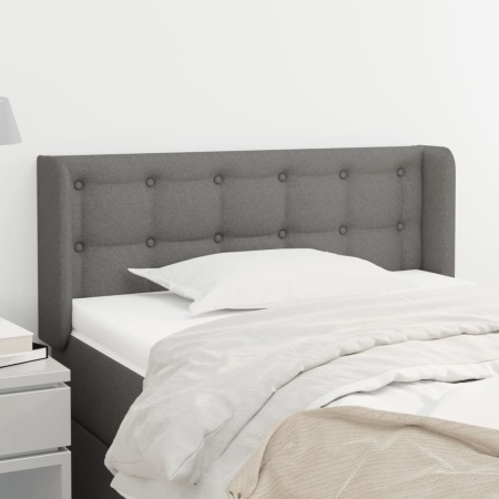 Tăblie de pat cu aripioare gri închis 83x16x78/88 cm textil