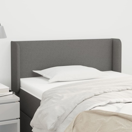 Tăblie de pat cu aripioare gri închis 83x16x78/88 cm textil