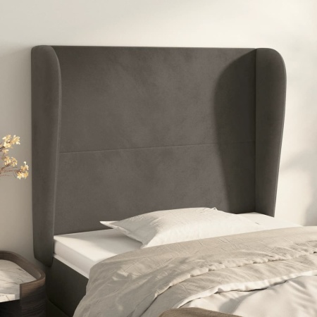 Tăblie de pat cu aripioare gri închis 83x23x118/128 cm catifea