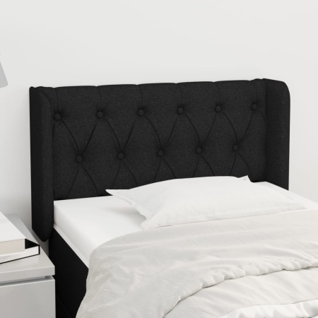 Tăblie de pat cu aripioare negru 83x16x78/88 cm textil