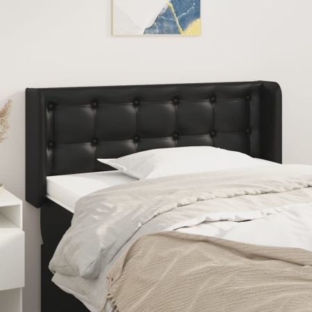 Tăblie de pat cu aripioare negru 93x16x78/88 cm piele ecologică