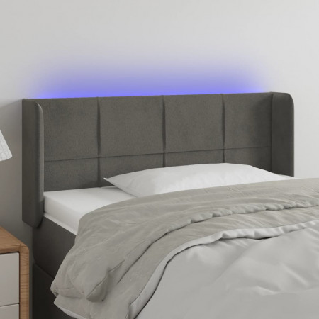 Tăblie de pat cu LED, gri închis, 83x16x78/88 cm, catifea - Img 1