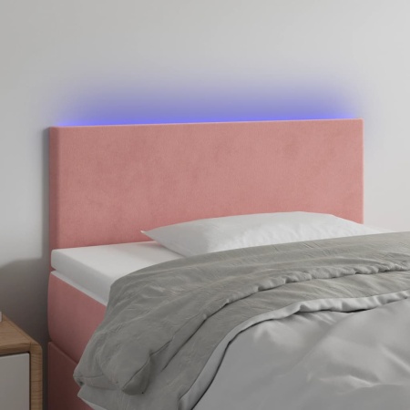 Tăblie de pat cu LED, roz, 90x5x78/88 cm, catifea