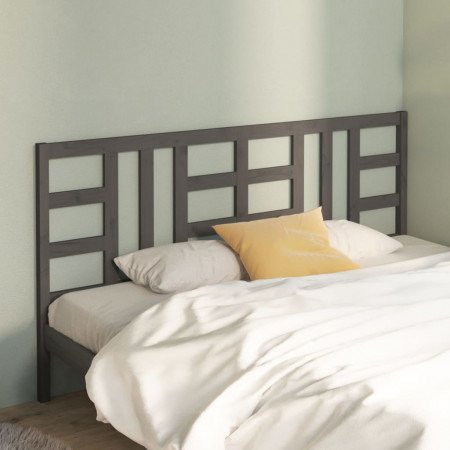 Tăblie de pat, gri, 206x4x100 cm, lemn masiv de pin - Img 1