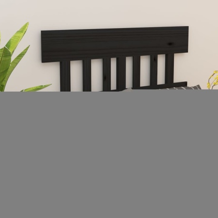Tăblie de pat, negru, 123,5x3x81 cm, lemn masiv de pin