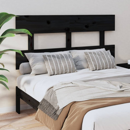 Tăblie de pat, negru, 124x3x81 cm, lemn masiv de pin - Img 1