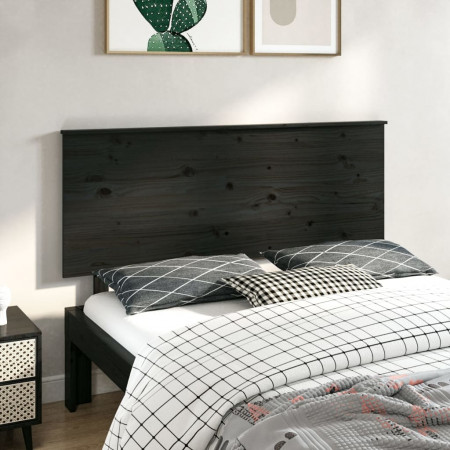 Tăblie de pat, negru, 144x6x82,5 cm, lemn masiv de pin
