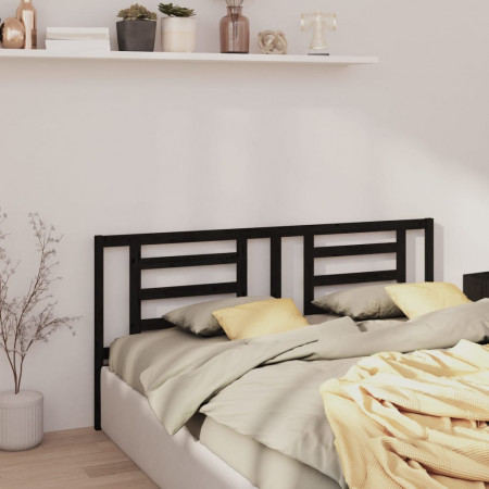 Tăblie de pat, negru, 166x4x100 cm, lemn masiv de pin - Img 1