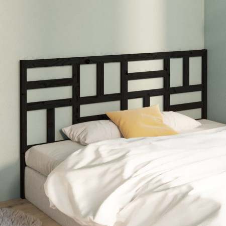 Tăblie de pat, negru, 206x4x104 cm, lemn masiv de pin - Img 1