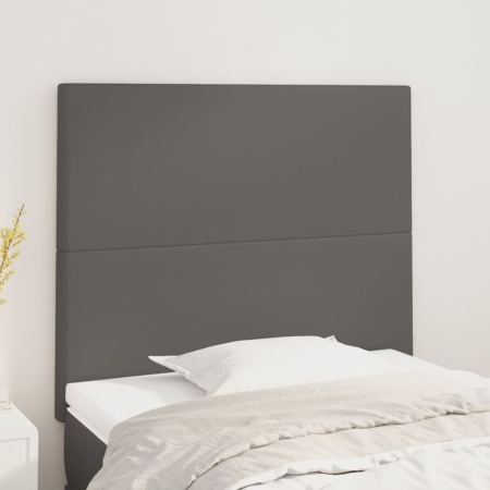Tăblii de pat, 2 buc, gri, 90x5x78/88 cm, piele ecologică