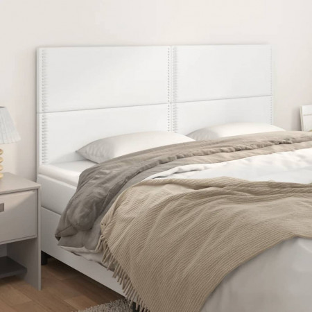 Tăblii de pat, 4 buc, alb, 100x5x78/88 cm, piele ecologică