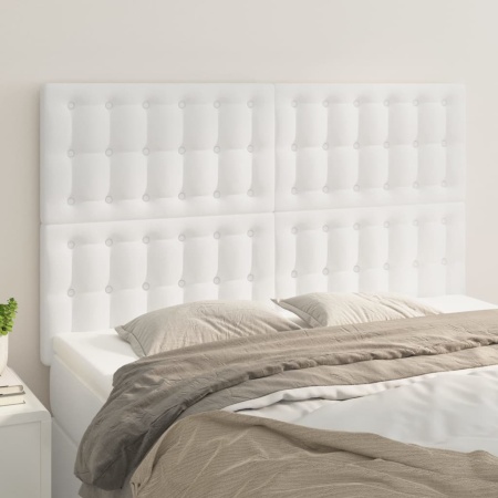 Tăblii de pat, 4 buc, alb, 72x5x78/88 cm, piele ecologică