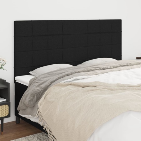 Tăblii de pat, 4 buc, negru, 80x5x78/88 cm, textil