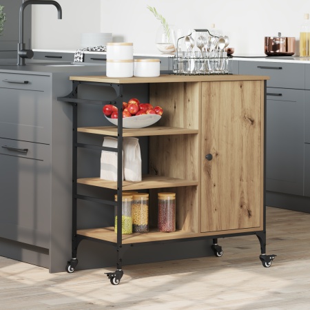 Trolley de bucătărie Stejar Natural 87.5x38.5x84.5 cm Lemn prelucrat