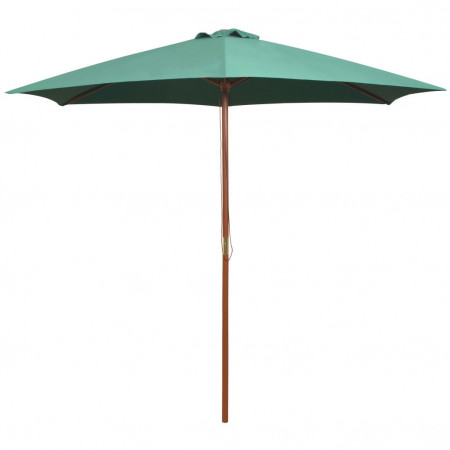 Umbrelă de soare cu stâlp de lemn 270 x 270 cm, verde