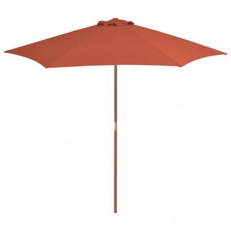 Umbrelă de soare de exterior, stâlp din lemn, cărămiziu, 270 cm - Img 1