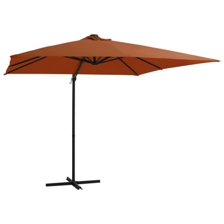 Umbrelă în consolă de grădină cu LED-uri, cărămiziu, 250x250 cm