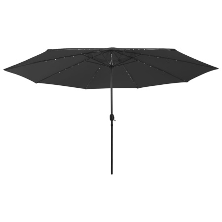 Umbrelă soare de grădină cu LED-uri, negru, 400 cm