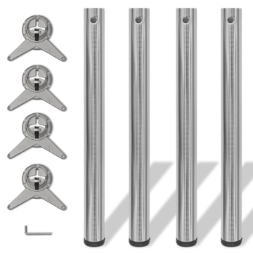 242136 4 Height Adjustable Table Legs Brushed Nickel 710 mm - Img 1
