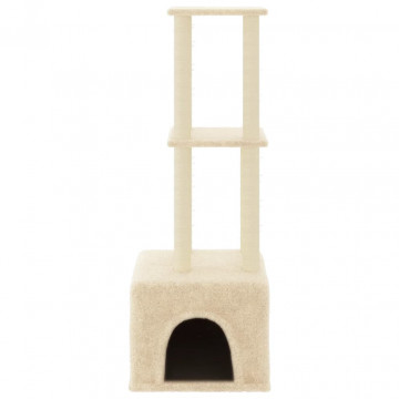 Ansamblu de pisici cu stâlpi din funie de sisal, crem, 133,5 cm - Img 3